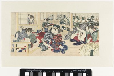 冬のテラスで愛のカップル 作： Utagawa Kunisada (I)