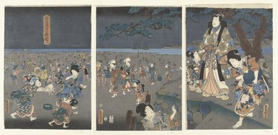 明石海岸で貝殻拾い あかしのうらしおがりの図 作： Utagawa Kunisada (I)