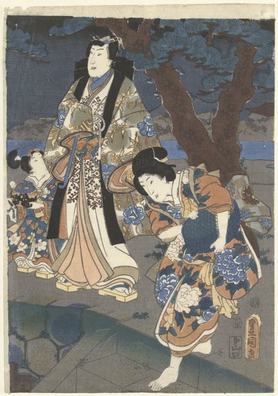 明石海岸で貝殻拾い 明石 の 浦 しおがり の ず 作： Utagawa Kunisada (I)