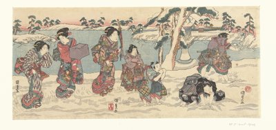 雪玉を投げる 作： Utagawa Kunisada (I)