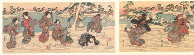 雪玉を投げる 作： Utagawa Kunisada (I)