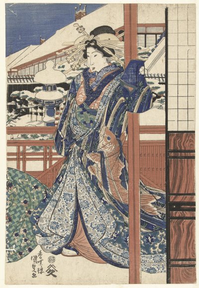 ウィンター ガーデンの女性 作： Utagawa Kunisada (I)