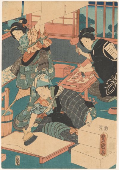 版画を作る女性たち（中盤） 作： Utagawa Kunisada (I)