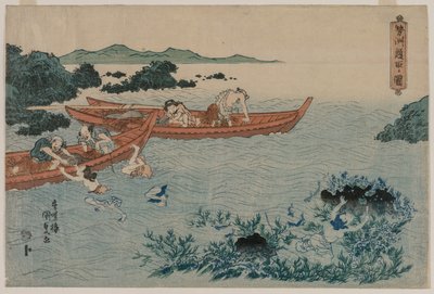 無題の風景シリーズより、伊勢沖のアワビダイバー 作： Utagawa Kunisada