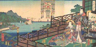 長崎出島の丸山遊郭にあるミツウジは、1861年3月に3つ目のm...。 作： Utagawa Kunisada