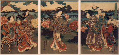 蝶と牡丹 作： Utagawa Kunisada