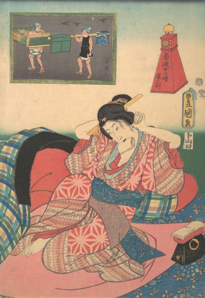 春の楽しみの 12 時間: ドラゴンの時間、19 世紀., 19 世紀. 作： Utagawa Kunisada