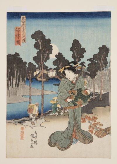 沼津の景色（沼津図）（カラー木版画 作： Utagawa Kunisada
