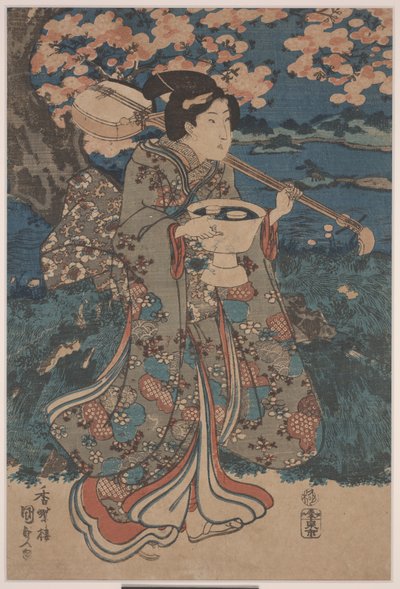 桜観覧会に行く（木版画） 作： Utagawa Kunisada III