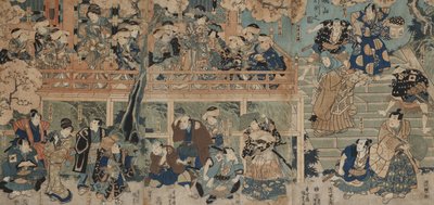 鏡山デモンストレーション（色の木版画を搭載） 作： Utagawa Kunisada III