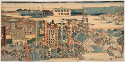 国技館 団ｓ ｌ’絵ｓｔ で 江戸 （トキョ）。 絵ｓ他ｍペ で 歌川 国里 （もＲＴ 園 １８５８） 作： Utagawa Kunisato
