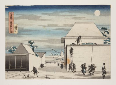 第十一幕 夜襲（十一段目ようちゅうのず）（カラー木版画 作： Utagawa Kuniyoshi