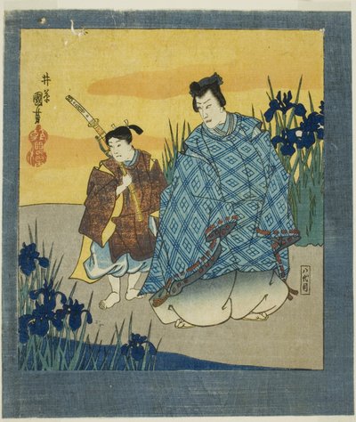 八代目市川團十郎（『名画六曲屏風』より八橋業平役） 作： Utagawa Kuniyoshi
