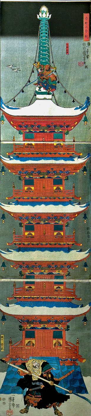 吉野山合戦（1851年頃 作： Utagawa Kuniyoshi