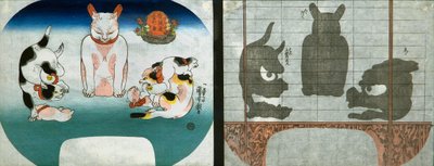 ネコ。チャイニーズ・テンプル・ライオン 作： Utagawa Kuniyoshi