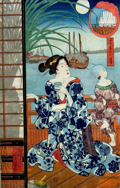 8月の澄んだ月 (神無月) 作： Utagawa Kuniyoshi