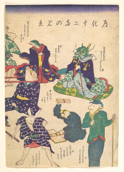 Handwerker bei den zwölf Tierkreiszeichen 作： 歌川国芳