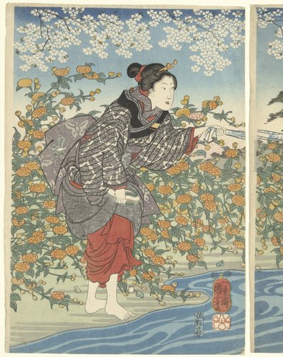 山城国出多摩川 作： Utagawa Kuniyoshi
