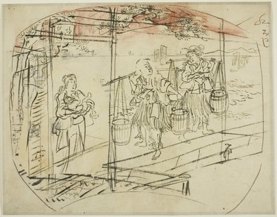 ビーチで塩水を集める 作： Utagawa Kuniyoshi