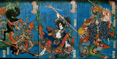 白蛇洋行」と「新木軍師修武」(右) 作： Utagawa Kuniyoshi