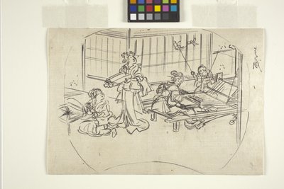 機織り（紙に墨） 作： Utagawa Kuniyoshi
