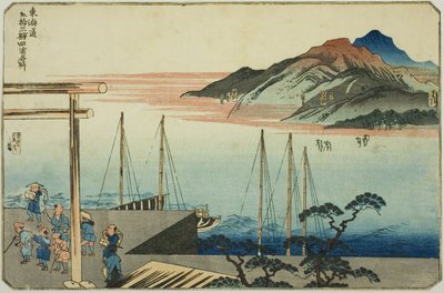 Miya, Kuwana, Yokkaichi, and Ishiyakushi, from the series "Famous Places on the Fifty-three Stations of the Tokaido, Four Stations (Tokaido gojusan eki yonshuku meisho)" 作： Utagawa Kuniyoshi