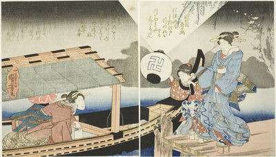 プレジャーボートの夜景 作： Utagawa Kuniyoshi