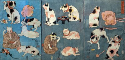 猫が描いた箴言（たとえずくしのうち） 1852年頃 作： Utagawa Kuniyoshi
