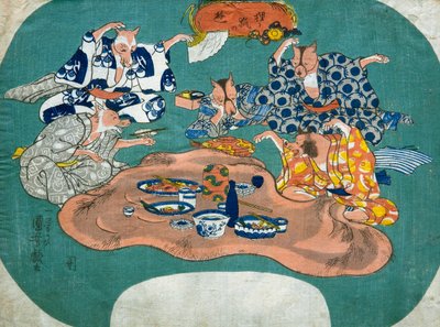 狸と狐の遊び（たぬきときつねのあそび）, c.1842 作： Utagawa Kuniyoshi