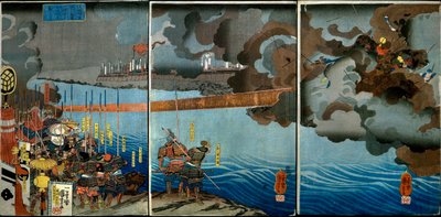 武田信玄 諏訪頼重の陣中を打ち崩す図」1850～51年頃 作： Utagawa Kuniyoshi