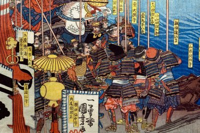 武田信玄 諏訪頼重の陣中を打ち崩す図」1850～51年頃 作： Utagawa Kuniyoshi