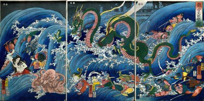 玉取姫 竜宮から聖なる宝石を盗む（竜宮玉取姫の図 作： Utagawa Kuniyoshi