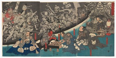 源頼光公の館で土蜘蛛が妖怪を生む (『源頼光[頼光]公の館に土蜘蛛妖怪を生む』) 作： Utagawa Kuniyoshi