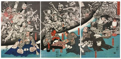 アーススパイダーは、1843年、源頼光公の邸宅でモンスターを生成します。 作： Utagawa Kuniyoshi