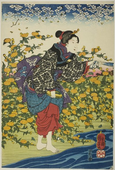 山城国の井出珠川（山城国井出の玉川） 無題 六珠川 作： Utagawa Kuniyoshi