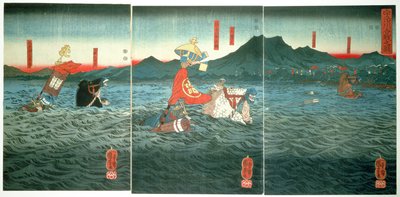 1849年、宇治川を駆り立てたライバル将軍 作： Utagawa Kuniyoshi