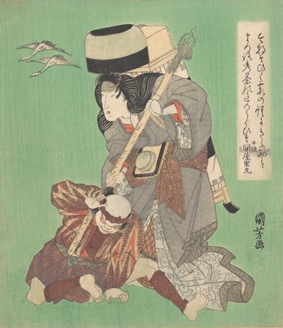 19世紀半ばの演劇シーン。 作： Utagawa Kuniyoshi