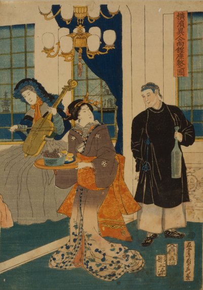 1861年に横浜にあった外国商家のパーラー 作： Utagawa Sadahide