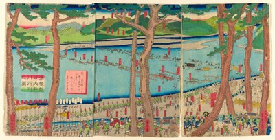 Ｐろ接し音 おｆ 源 の 頼朝 あｃロッｓ テェ おい 理ヴェｒ （源 頼朝 子 オイカワ 魚列 図） 作： Utagawa Sadahide