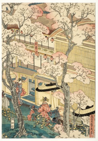 神奈川県横浜市新港の御用崎の屋敷の真の姿、1860年（版木） 作： Utagawa Sadahide