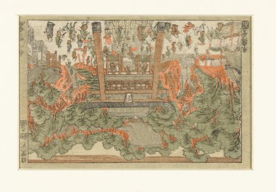 目黒の不動寺の眺め 目黒不動の図 作： Utagawa Toyoharu