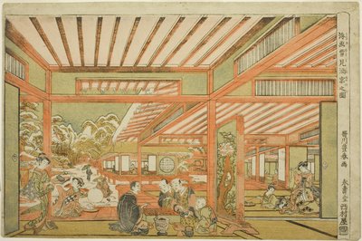 雪を見る娯楽、1771年頃 作： Utagawa Toyoharu