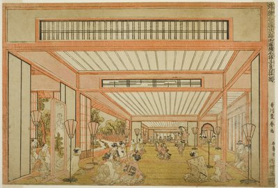 日本の応接室の眺め-現代のネズミの日の催し物c.1771-76 作： Utagawa Toyoharu