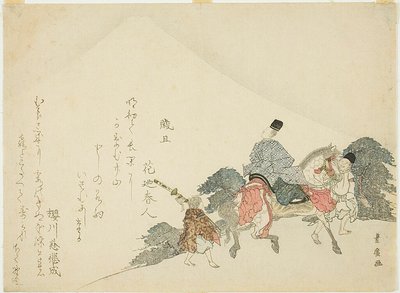 馬上で富士山を眺める 作： Utagawa Toyohiro