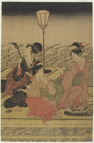 6月（鴨川の夏の宴）、1800年代初頭 作： Utagawa Toyohiro