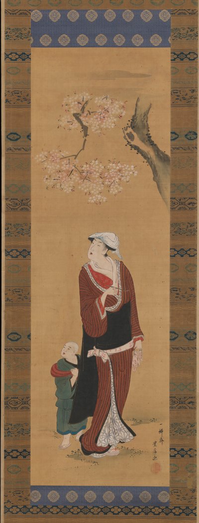 桜の木の下の女と子供 18世紀末～19世紀初頭 作： Utagawa Toyohiro
