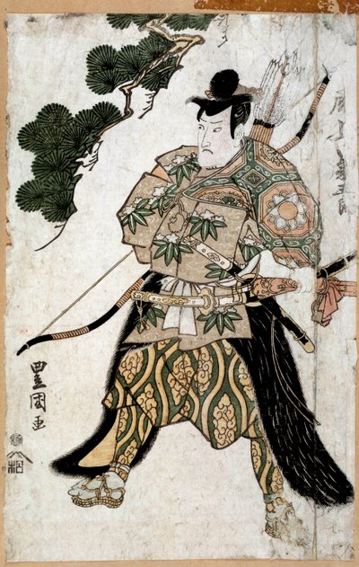 日本の版画。侍の肖像。歌川豊国の絵 作： Utagawa Toyokuni