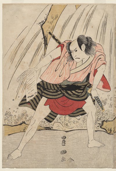 七代目片岡仁左衛門と三代目市川八百造の滝の対決 作： Utagawa Toyokuni