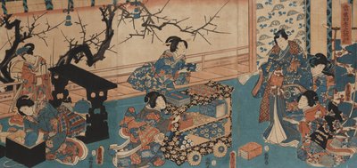 春のポエトリーリーディングの準備（木版画を搭載） 作： Utagawa Toyokuni