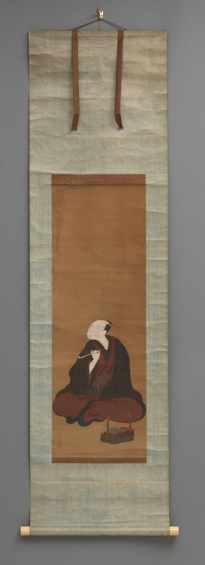 座った人物が描かれたスクロールペインティング 作： Utagawa Toyokuni